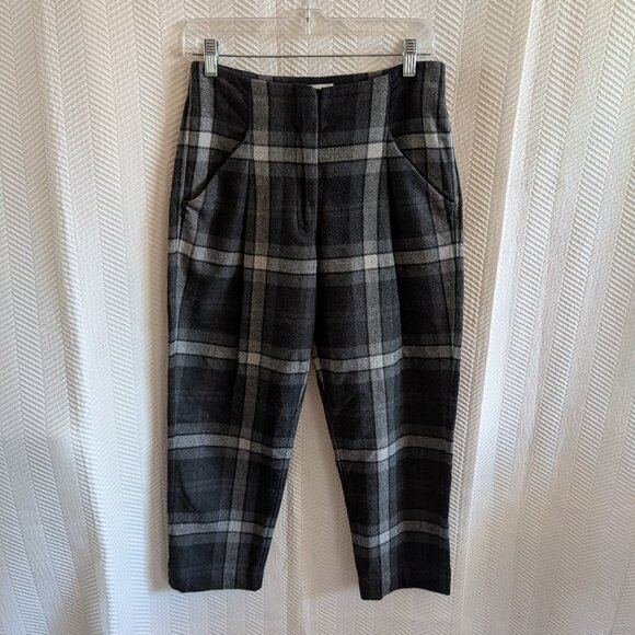Aritzia Wilfred Wool Cashmere blend Grey Chambery Check Pant Plaid Size 4 - Picture 1 of 11